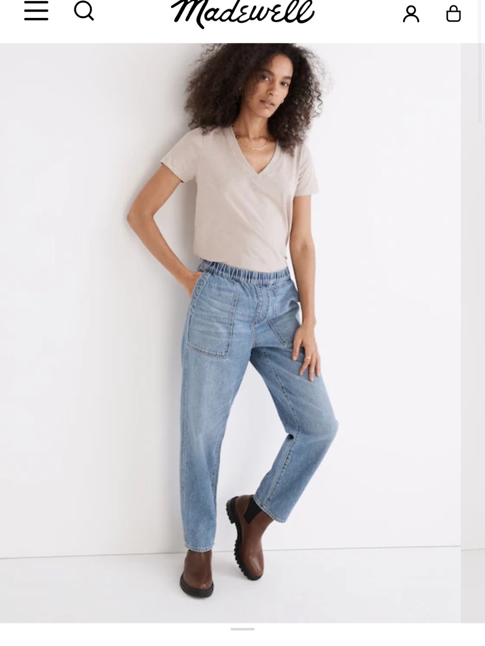 Madewell Pull-On Relaxed Jeans in Beswick Wash Women’s Small